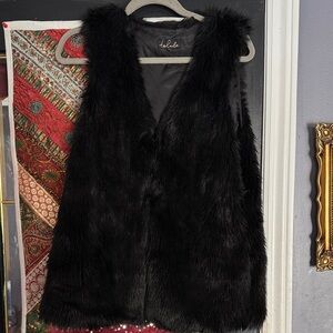 Talula Black Faux Fur Vest